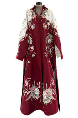 Extraordinary Spring 2022 Valentino by Pierpaolo Piccioli Look 78 Burgundy & White Embroidered Robe Dress
