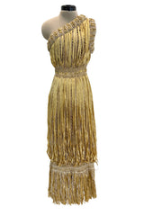 Outstanding Cruise 2011 Chanel by Karl Lagerfeld Runway Look 36 Gold Ribbon & Metallic Gold Cord Knit Dress