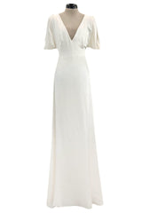Spectacular 2011 Alexander McQueen Bias Cut Liquid Silk Satin Ivory Dress w Amazing Sleeves