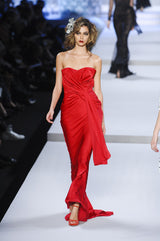 Spring 2008 Christian Dior by John Galliano Runway Look 53 Red Silk Strapless Dress