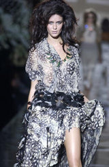 Spring 2004 Roberto Cavalli Bias Cut Silk Brown and Pink Printed Halter Top w Tie & Skirt Set
