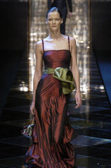 Gorgeous Fall 2005 Original Valentino Runway Look 67 Deep Oxblood Silk Dress w Tiered Ruffle Skirting