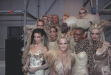 Exceptionally Rare Fall 2001 Thierry Mugler Runway Golden Taupe Silk Dress w Horsehair Collar