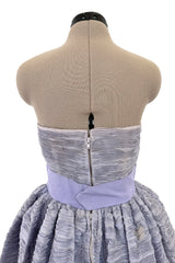 Elegant Late 1950s Sybil Connolly Couture Pale Lavender Pleated Linen Strapless Dress w Shawl