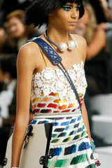 Hugely Documented Spring 2014 Chanel by Karl Lagerfeld Rainbow Print & Lace Runway Dress