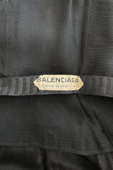 Extraordinary Winter 1954 Cristobal Balenciaga Haute Couture Strapless Black Silk Dress w Lace Bodice