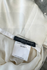 Important Fall 2003 Alexander McQueen 'Scanners" Runway Look 55 White Silk Corset Dress w Silver Sequins & Embroidery