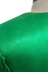 Incredible Spring 1990 Yves Saint Laurent Runway Brilliant Green Jacket w Pink Lining & Black Skirt Set