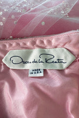Prettiest 2000s Oscar de la Renta Strapless Pink Tulle Dress w Extensive Beadwork