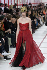 Fall 2019 Christian Dior by by Maria Grazia Chiuri Runway Look 83 Red Silk Chiffon Playsuit & Skirt