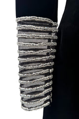 Incredible Fall 1986 Valentino by the Original Mr. Valentino Black Velvet Dress w Rhinestone Insets