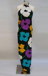Spring 1984 James Galanos Runway Documented Floral Dress w Low Back
