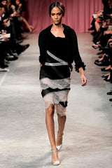 Ethereal Spring 2011 Nina Ricci by Peter Copping Black Silk Chiffon & Ivory Lace Plunge Dress