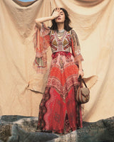 Spring 2020 Etro by Veronica Etro Runway Look 29 Printed Silk Chiffon Dress w Beaded & Embroidered Bodice