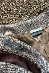 Documented & Rare Fall 2004 Alexander McQueen Tweed Pant Suit w Elaborately Embellished Jacket