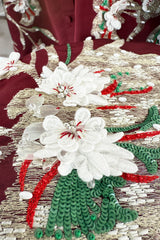 Extraordinary Spring 2022 Valentino by Pierpaolo Piccioli Look 78 Burgundy & White Embroidered Robe Dress