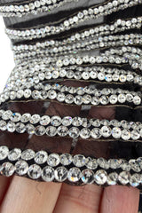 Incredible Fall 1986 Valentino by the Original Mr. Valentino Black Velvet Dress w Rhinestone Insets