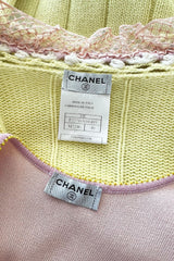Dreamy Cruise 2004 Chanel by Karl Lagerfeld Pale Pink Knit Dress & Pastel Cardigan Set
