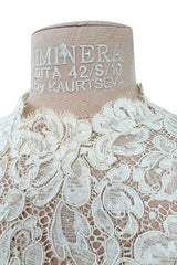 Heirloom Level Exquisite 1950s Handmade Couture White Lace Wedding Dress w a Matching Veil