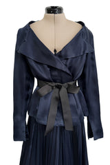Spring 2000 Chanel by Karl Lagerfeld Haute Couture Runway Blue Organza Silk Dress & Jacket