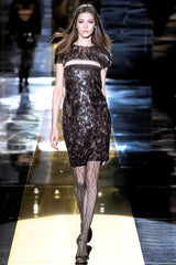 Incredible Fall 2010 Gucci by Frida Giannini Runway Look 45 Strapless Dress Covered w Pailettes & Matching Capelet