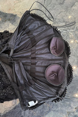 Spring 2008 Oscar De La Renta Black Embroidered Beaded Ribbon Work Floral Silk Organza Dress