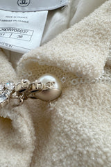 Cruise 2012 Chanel by Karl Lagerfeld Runway Look 8 Ivory Suit w Jewels, Sequin Details & Silver Thread