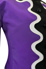 Spring 1980 Yves Saint Laurent & Ad Campaign Runway Purple Dress & Jacket Set w B&W Detailing