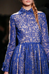 Phenomenal Fall 2013 Valentino by by Maria Grazia Chiuri & Pierpaolo Piccioli Runway Look 54 Dusty Blue Lace Dress