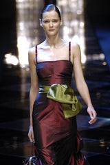 Gorgeous Fall 2005 Original Valentino Runway Look 67 Deep Oxblood Silk Dress w Tiered Ruffle Skirting