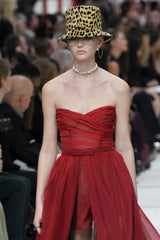Fall 2019 Christian Dior by by Maria Grazia Chiuri Runway Look 83 Red Silk Chiffon Playsuit & Skirt