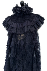 Extraordinary Fall 2008 Chanel by Karl Lagerfeld Blue Lace & Chiffon Dress & Cape Set