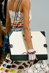 Hugely Documented Spring 2014 Chanel by Karl Lagerfeld Rainbow Print & Lace Runway Dress