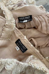 Outstanding Spring 1993 Giorgio Armani Runway Hand Beaded Sequin & Pearl Skirt & Corset Dress Set