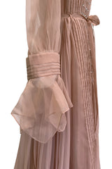 Spectacular Fall 2020 Gucci by Alessandro Michele Runway Look 29 Dusty Pink Silk Dress & Skirt Overlay Set