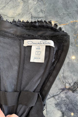 Spring 2008 Oscar De La Renta Black Embroidered Beaded Ribbon Work Floral Silk Organza Dress