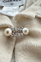 Cruise 2012 Chanel by Karl Lagerfeld Runway Look 8 Ivory Suit w Jewels, Sequin Details & Silver Thread