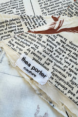 1970s Thea Porter WildLife & Text Printed Ivory Cotton Skirt & Halter Set