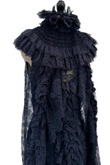 Extraordinary Fall 2008 Chanel by Karl Lagerfeld Blue Lace & Chiffon Dress & Cape Set