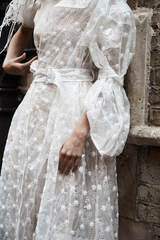 Spring 2017 Simone Rocha Runway Look 6 Transparent Raincoat w Embroidered Tulle Backing