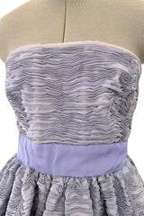 Elegant Late 1950s Sybil Connolly Couture Pale Lavender Pleated Linen Strapless Dress w Shawl