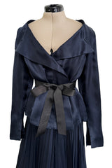 Spring 2000 Chanel by Karl Lagerfeld Haute Couture Runway Blue Organza Silk Dress & Jacket