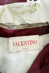 Extraordinary Spring 2022 Valentino by Pierpaolo Piccioli Look 78 Burgundy & White Embroidered Robe Dress