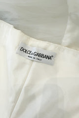 1993 Dolce & Gabbana Three Piece White Silk & Tulle Wedding Dress Overskirt & Veil Full Set