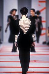 Incredible Fall 1986 Valentino by the Original Mr. Valentino Black Velvet Dress w Rhinestone Insets