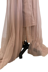 Spectacular Fall 2020 Gucci by Alessandro Michele Runway Look 29 Dusty Pink Silk Dress & Skirt Overlay Set