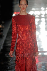 Phenomenal Fall 2011 Alexandre Vauthier Haute Couture Runway Look Hand Beaded Red Silk Chiffon Dress
