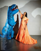 Spectacular Spring 2020 Valentino by Pierpaolo Piccioli Neon Orange Tent Dress w Outstanding Capped Sleeves