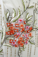 Dreamy Spring 2008 Christian Dior by John Galliano Ivory Silk Chiffon Dress w Hand Done Floral Embroidery