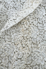 Heirloom Level Exquisite 1950s Handmade Couture White Lace Wedding Dress w a Matching Veil